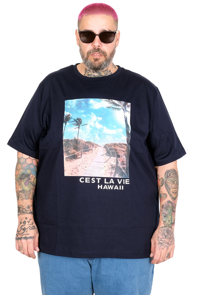 ModeXL Tricou Mode XL Mărime Mare Cest La Vie U26163 ALBASTRU ÎNCHIS