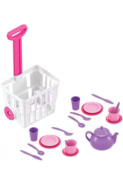 PİLSAN Fill and Roll children's tea set with transport trolley, 19 pieces, 2 ...