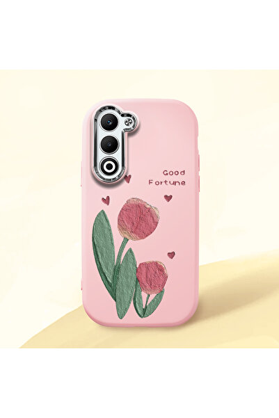 ucuc Oppo A5 4G/5G Uyumlu Darbe Emici Kamera Korumalı pembe Silikon Kılıf