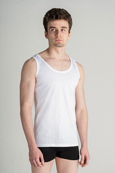 Mercan 100% Cotton 6-Piece Men's White Sling Tank Top