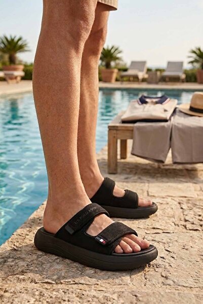U.S. Polo Assn. Siyah Sun Erkek Terlik - Günlük Plaj ve Deniz Terliği USPA059