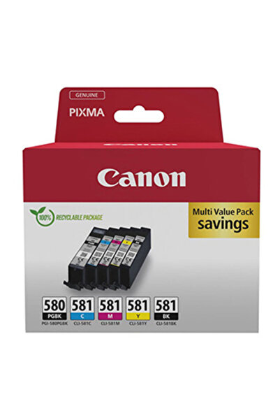 Canon PGI-580BK/CLI-581 BK/C/M/Y Multipack - pachet de 5 - negru, galben, cya...