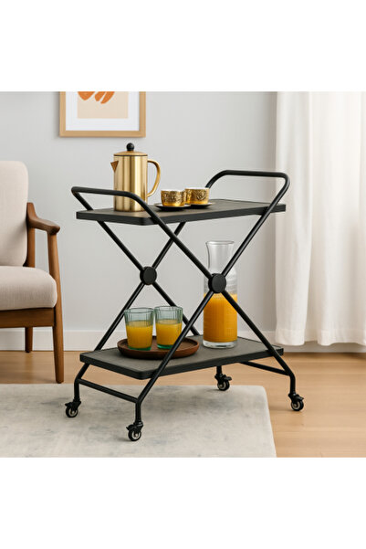 Palma homez Serving trolley with a distinctive design, gray color, size 70 x ...