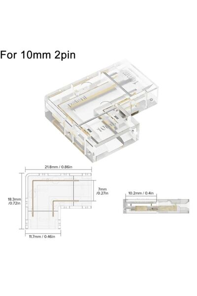 choice2 10mm-2pin COB LED Connectors 90 Degree L Shape Corner 5/8/10mm Solder...