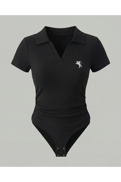 Touz Moda Polo Collar Ribbed Lycra Premium Bodysuit