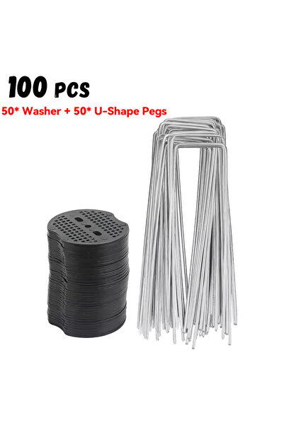 choice2 100pcs 100-400Pcs U-Shaped Garden Ground Pegs with Buffer Washers, St...