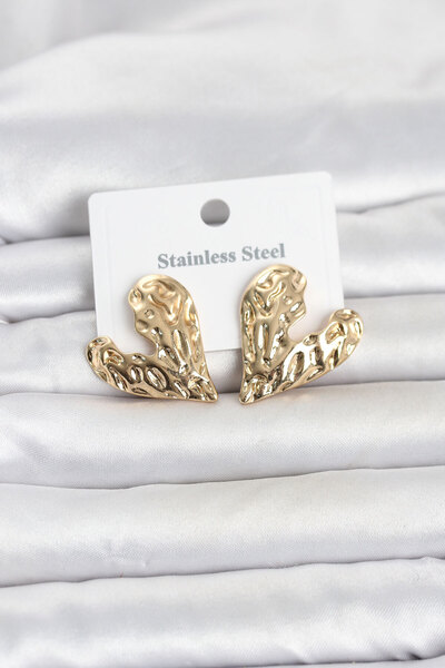 Skygo 316L Steel Gold Color Heart Model Women's Earrings Tj-Bkp11809