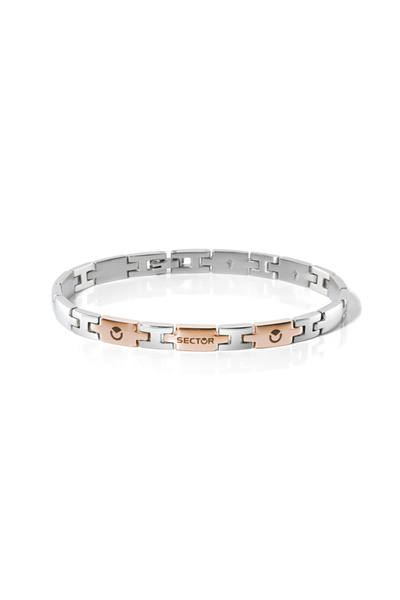 Sector Basic bracelet, silver stainless steel with Rose Gold, length 22cm, ad...