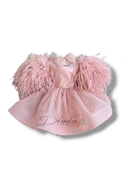 Domdom Boutique Raisa short sleeve dress with feathers