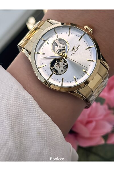 FERRO Automatic (No Battery) Yellow Color Steel Band in Stylish Box,42 mm Cas...