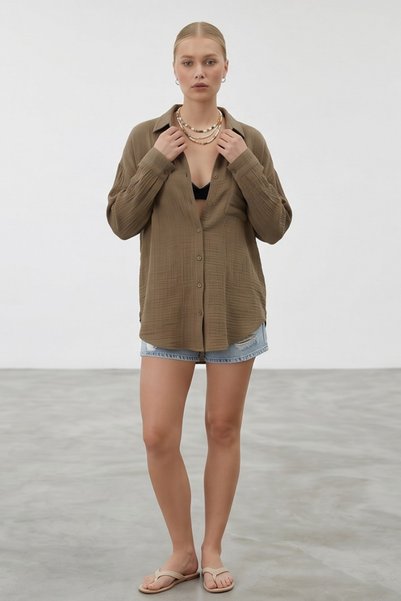 DIANNA Women's Oversize Long Sleeve Shirt 100% Cotton