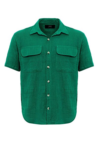 S13 Store Müslin Kumaş Erkek Kısa Kollu Gömlek