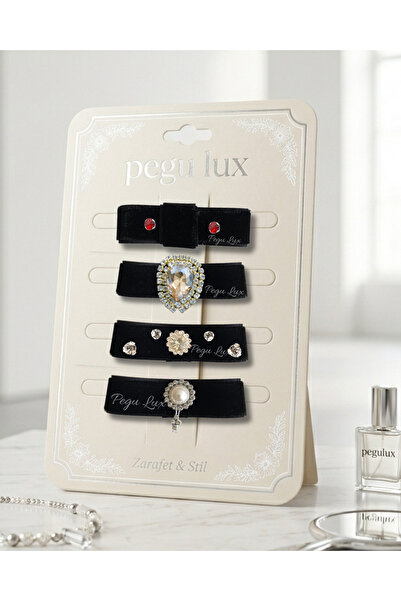 pegu baby collection Set de 4 agrafe de păr din catifea mini lux, cu cataramă...