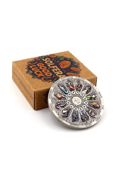 Solfera Zodiac 12 Burç Astroloji Burçlar Koruyucu Simgeler Metal Koleksiyon P...