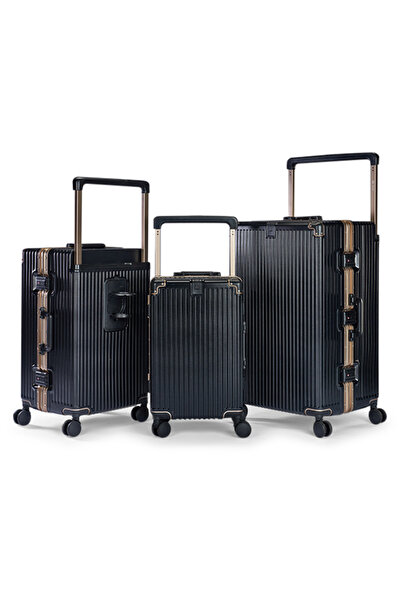 LİMRA Luxury 3-Piece Travel Luggage Set Made of Durable Pc Material with Doub...