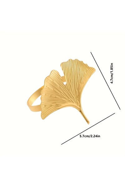 Choice Gold 12-Pack Elegant Ginkgo Leaf Napkin Rings - Elegant Farmhouse, Wed...