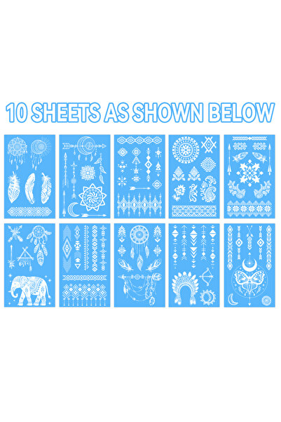 Choice WHITE 10 Sheets Glow in the Dark Tattoos for Women Girls Luminous Temp...