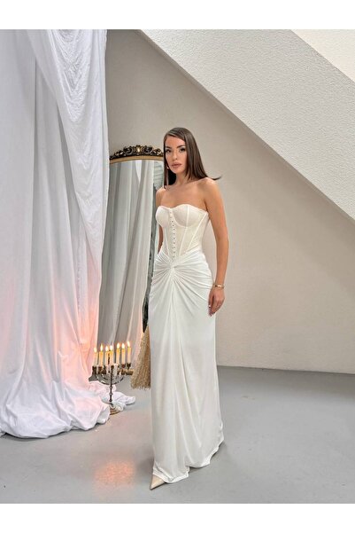 Nils Boutique Korse Detaylı Roselle Midi Gece-Abiye Elbise