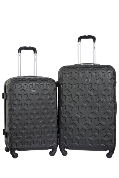 KTMC 2-Piece ABS Luggage Set 24/28 inches Checked Suitcases, KTMC-9191 Black