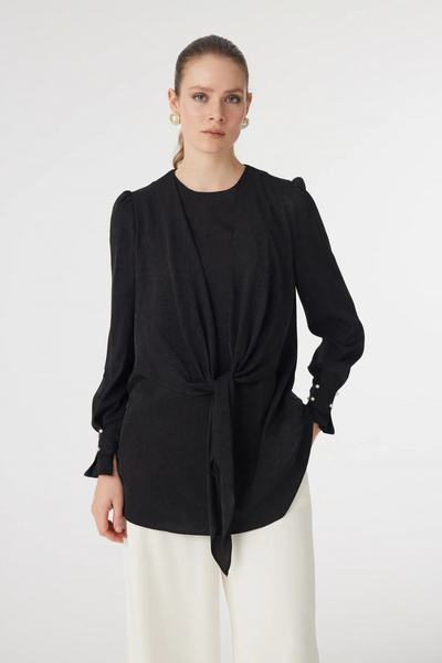 Zühre Polka Dot Shawl Formulated Double Black Suit 1142