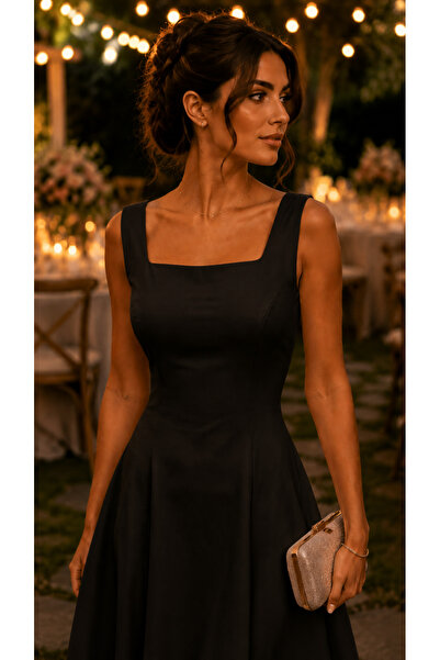 Get Crazy Women's Strappy Square Neck Long Dress