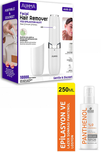 auhma AHR-01 Yüz Epilasyon Aleti Ve Elosé & %9 Panthenol Lazer Epilasyon Sonr...