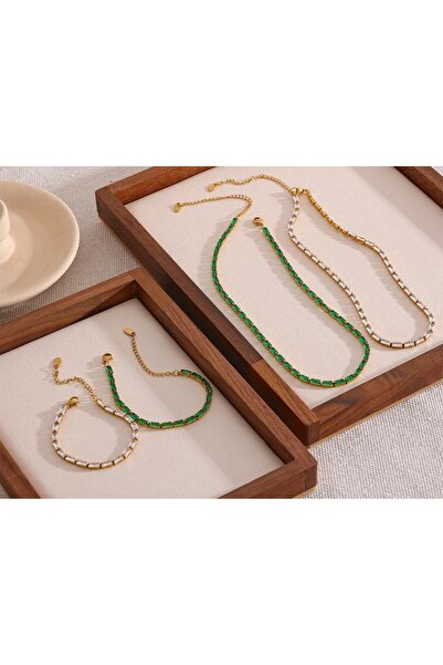 Eva Grace Colier tennis Cosette, auriu, cu zirconiu, din otel inoxidabil placat cu aur 18K