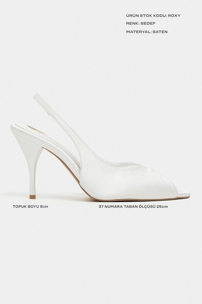 NİŞANTAŞI SHOES Roxy Sedef Satin Ankle Strap Open Toe Detail Women's Heeled Shoes