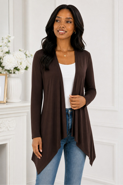 HELVEYS Women's Open Front Asymmetrical Cut Long Sleeve Flowy Special Design ...