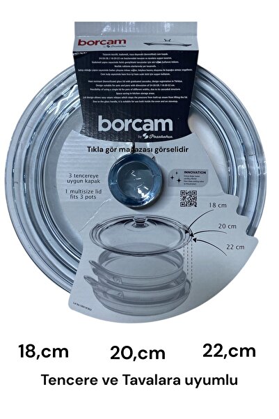 MOOD CLASS Borcam 3 boylu tencere tava kapağı ısıya dayanıklı bor cam kapak 1...