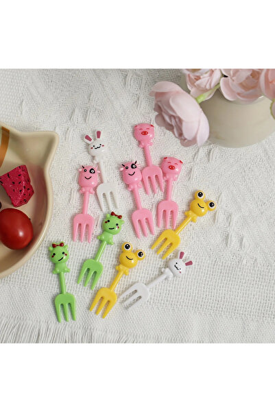 Choice color 10pcs-Cartoon cute fruit fork lunch lunch fork lunch box decorat...