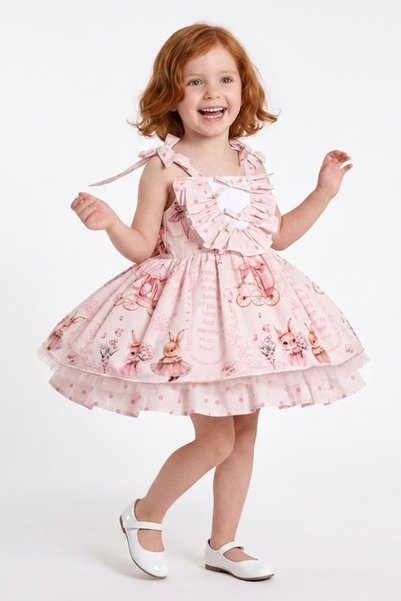 Baby Animals Baby Girl Birthday Party Wedding Dress Strapless Sleeveless Rabbit Polka Dot Tulle Lined
