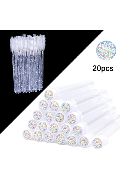 Choice 20pcs White 20Pcs Eyelash Brush Tubes With Crystal Lash Mascara Wands ...
