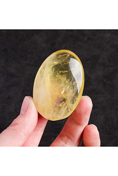Choice citrine 1PC Natural Citrine Plam Crystal Reiki Polished Palm Pocket En...