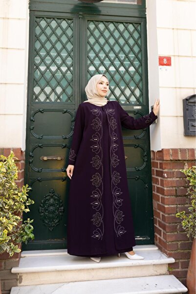 GÖZDE GİYİM BÜYÜK BEDEN SARMAŞIK TAŞLI ANNE ELBİSE