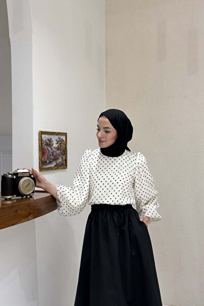 Faya Boutique Beyaz Puantiyeli Liva Gömlek