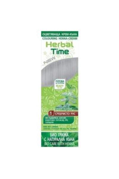 Rosa İmpex Crema Coloranta pe Baza de Henna Herbal Time, nuanta 1 Silver Blon...