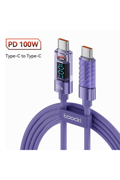 Choice1 toocki 1m 100W Purple Toocki Type C to USB C Cable for POCO Transpare...