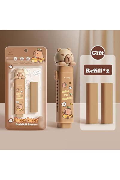 Choice Brown Cute Capybara Push-pull Eraser Cartoon Silicone Eraser Replaceab...