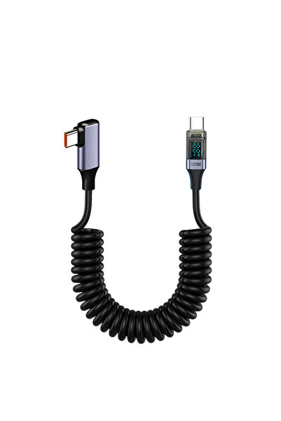 Choice5 1.5m Display LR C-C Right Angle USB C to Type C Coiled Fast Charging ...