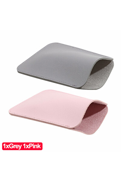 Choice3 1xGrey 1xPink 1/2Pcs Wireless Mouse Storage Bag PU Leather Protective...