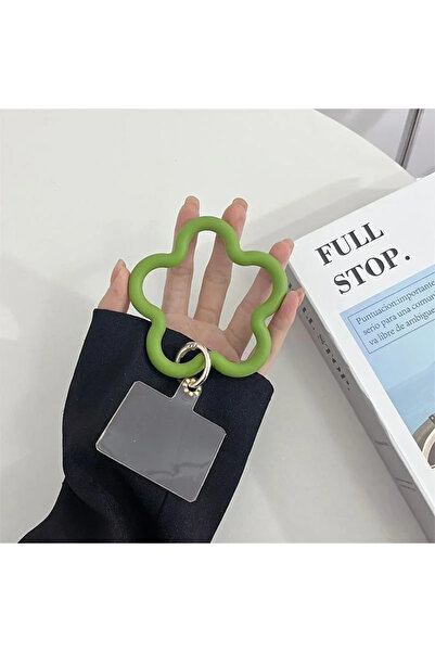 choice2 حبل تعليق للهاتف المحمول من النايلون الأخضر / السباندكس مع نمط زهور م...