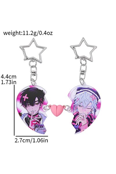 Choice XL3477 Anime cosplay keychain, acrylic heart magnet pendant keychain, ...