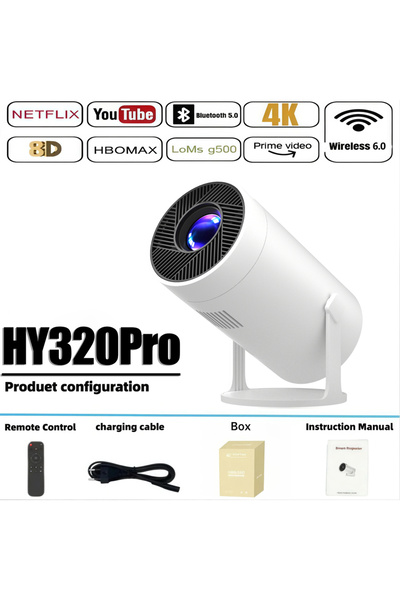 Choice3 جهاز عرض HY320Pro لاسلكي 4K مع واي فاي 6 مزدوج ونظام أندرويد 11 للمسر...