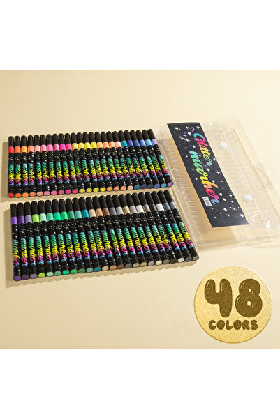 choice2 48 Colors Brush Glitter Markers,Water-based Ink Shimmer Marker for Do...