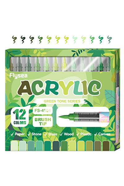 Choice8 Green Series Green Tone Acrylic Paint Pens Flexible Brush Tip Acrylic...