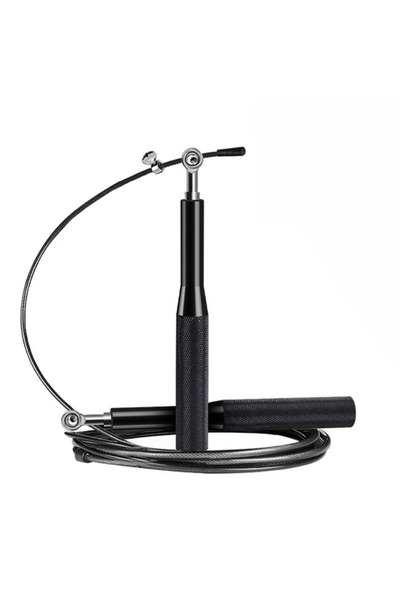 choice2 Black Aluminum Handle Wire Rope Skipping Alloy Genus Sports Fitness S...