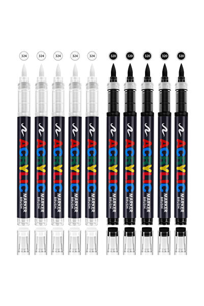 Choice 8pcs White & Black Acrylic Paint Pens Sets 8 Pack Paint Pens Markers B...
