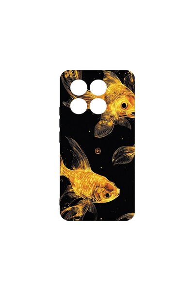 bestcase Калъф за Xiaomi 14T Pro, BestCase® Тънък силиконов 0.8ММ, Златни риб...