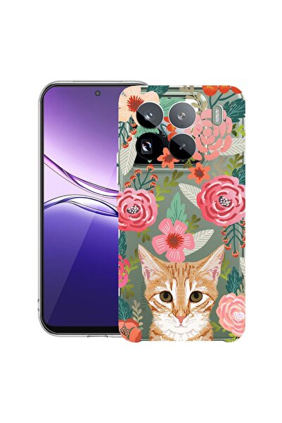 bestcase ¬Æ Husa Clear Slim Silicon Compatibila cu Xiaomi 15, Cat and Flowers...